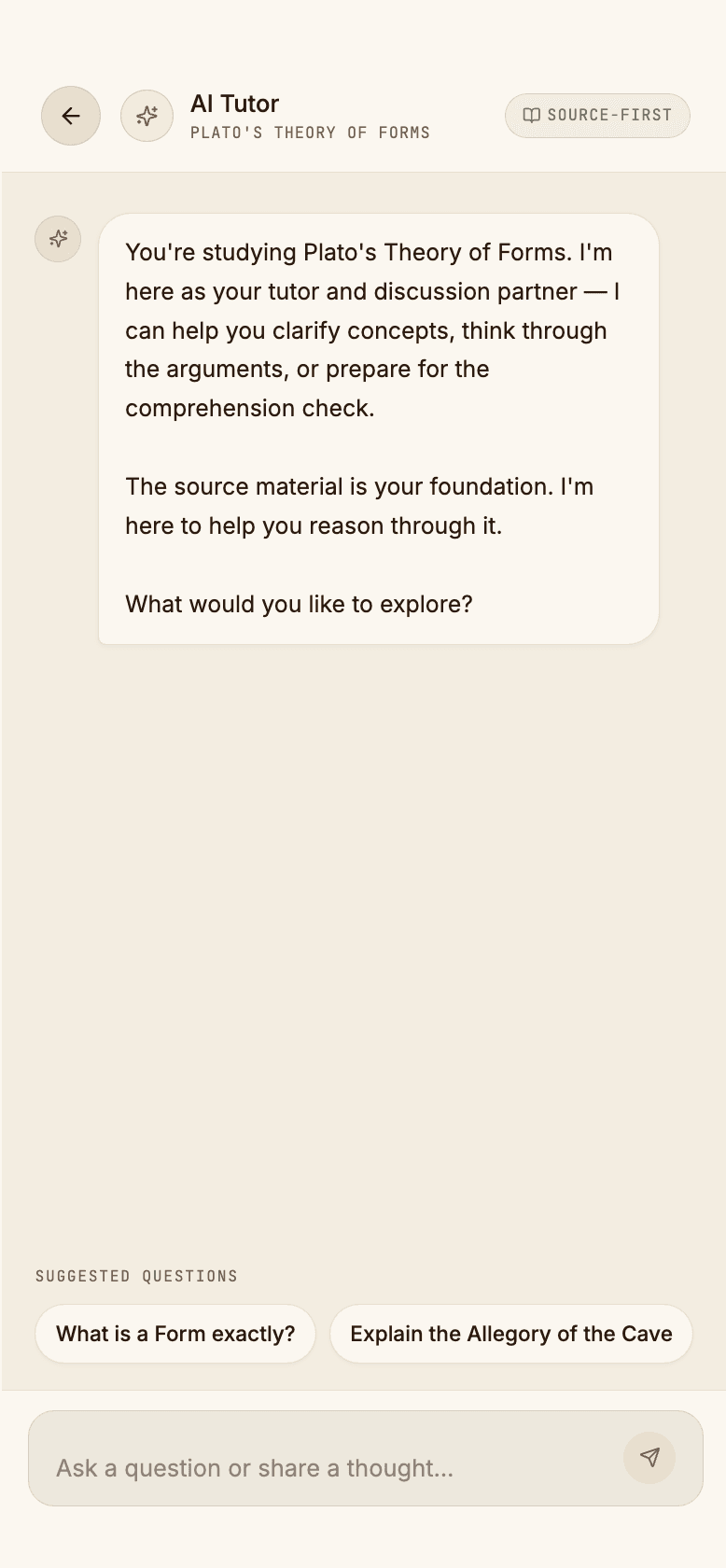 AI tutor panel — module context and discussion